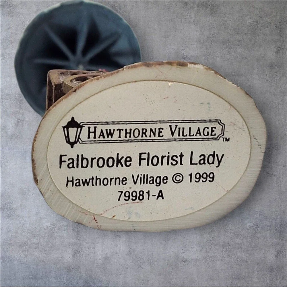 Hawthorne Village Falbrooke Florist Lady Figurine 1999 Flower Cart Vintage Decor
